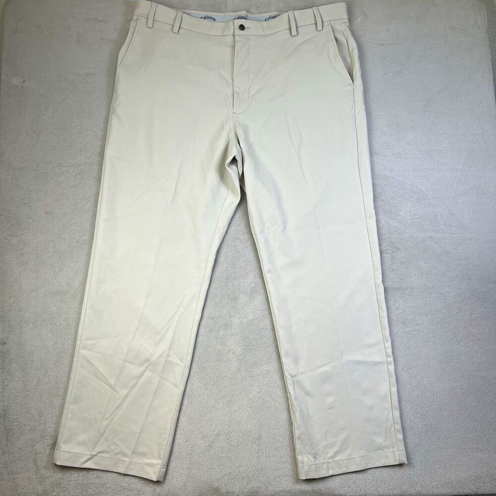 Callaway Mens Golf Pants Size 42x32 Khaki Flat Front Active Gripper Waist